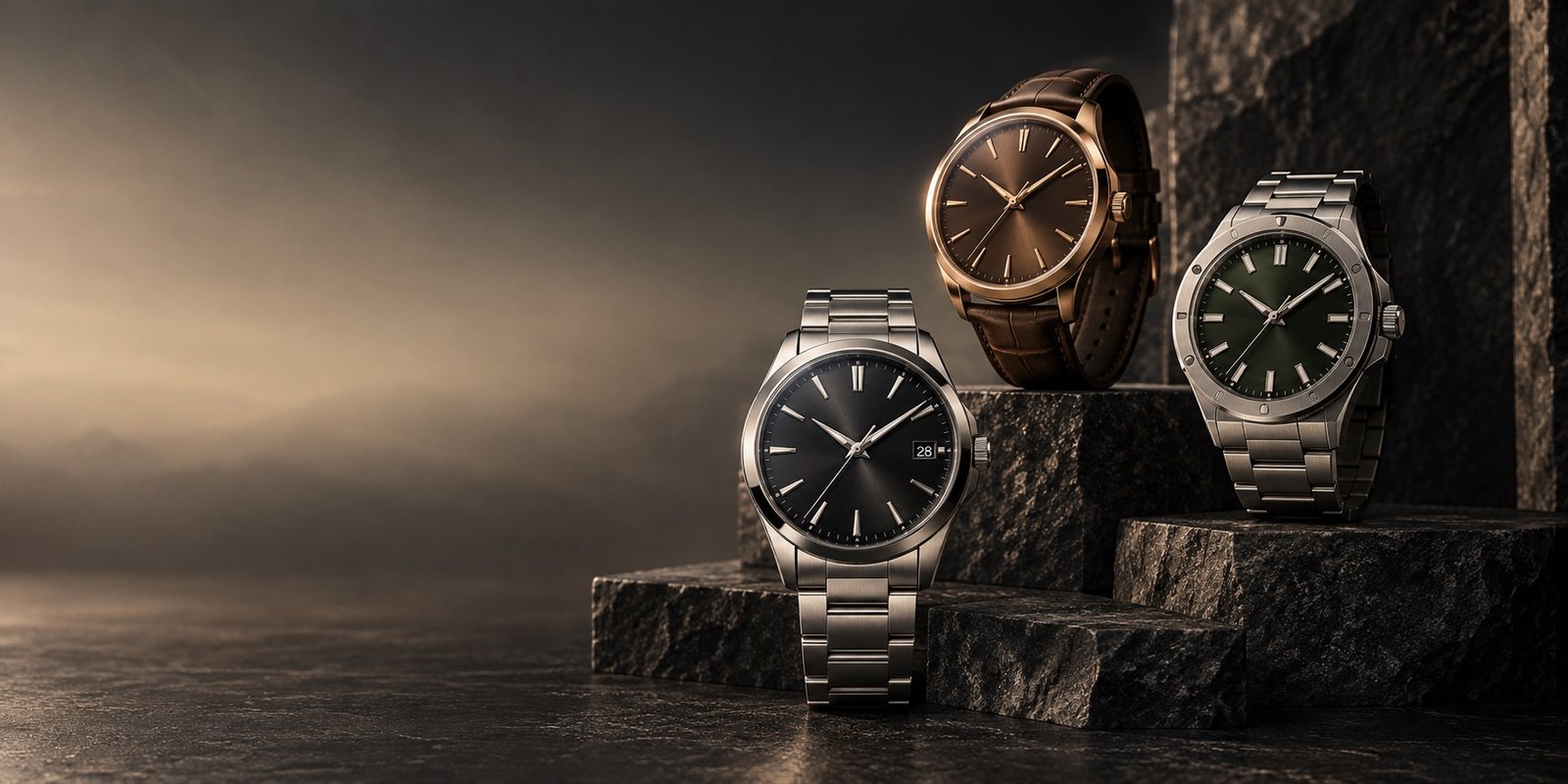 Detalle de una composición de relojes mecánicos