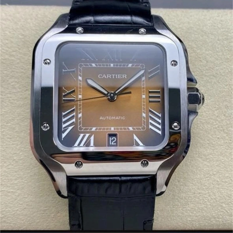 Reloj réplica Cartier Santos de Cartier correa de piel – 39,8 mm · Ref. RSC-12197