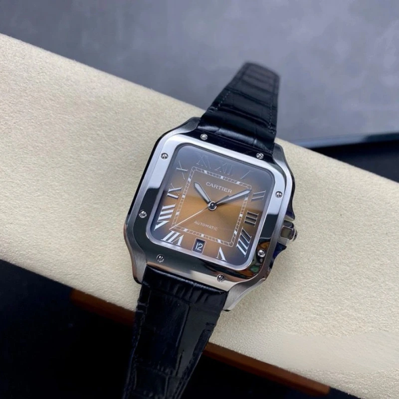 Reloj réplica Cartier Santos de Cartier correa de piel – 39,8 mm · Ref. RSC-12197