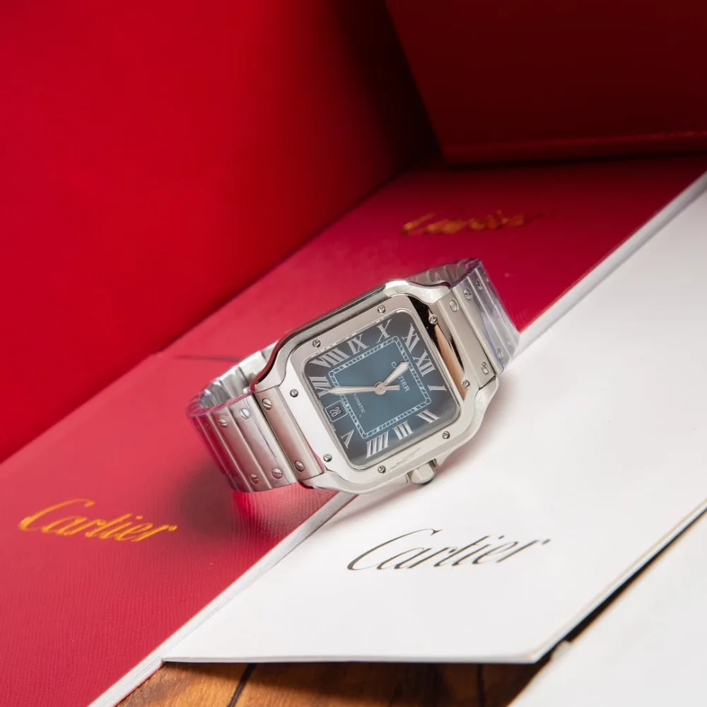 Reloj réplica Cartier Santos de Cartier esfera azul – 39,8 mm