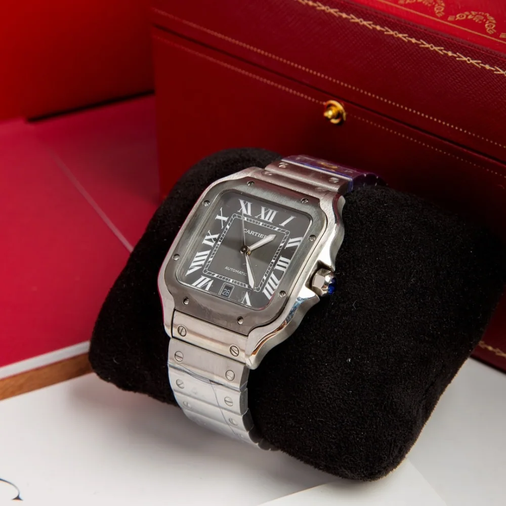 Reloj réplica Cartier Santos de Cartier negro integral – 39,8 mm