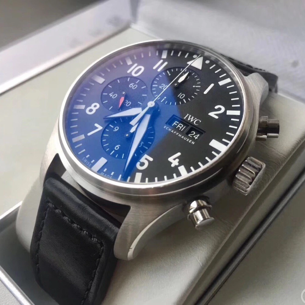 Reloj réplica IWC Pilot esfera azul esfera negra – 43 mm · Ref. RSC-9610