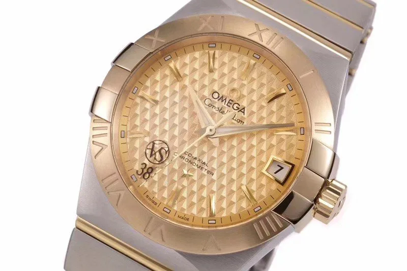 Reloj réplica Omega Constellation esfera dorada – 38 mm