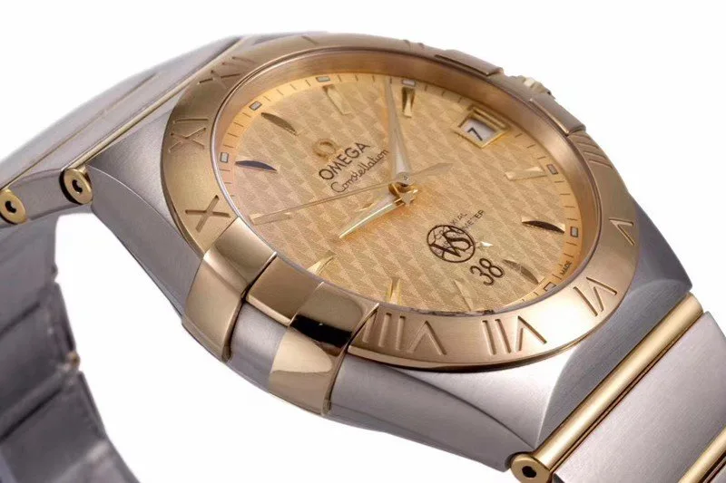 Reloj réplica Omega Constellation esfera dorada – 38 mm