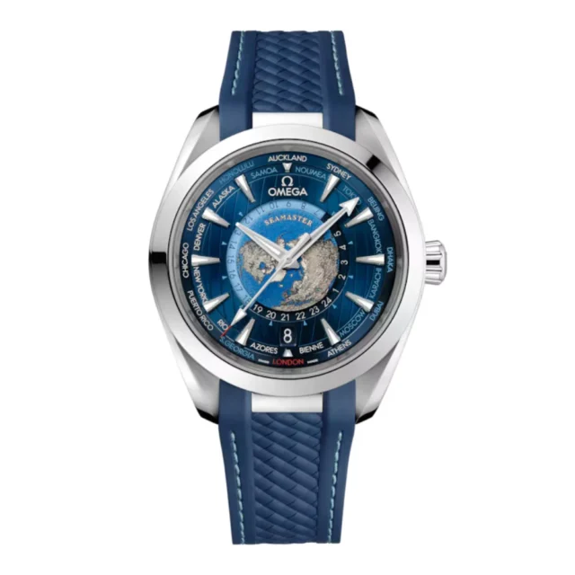 Reloj réplica Omega Seamaster Aqua Terra Worldtimer correa azul – 43 mm