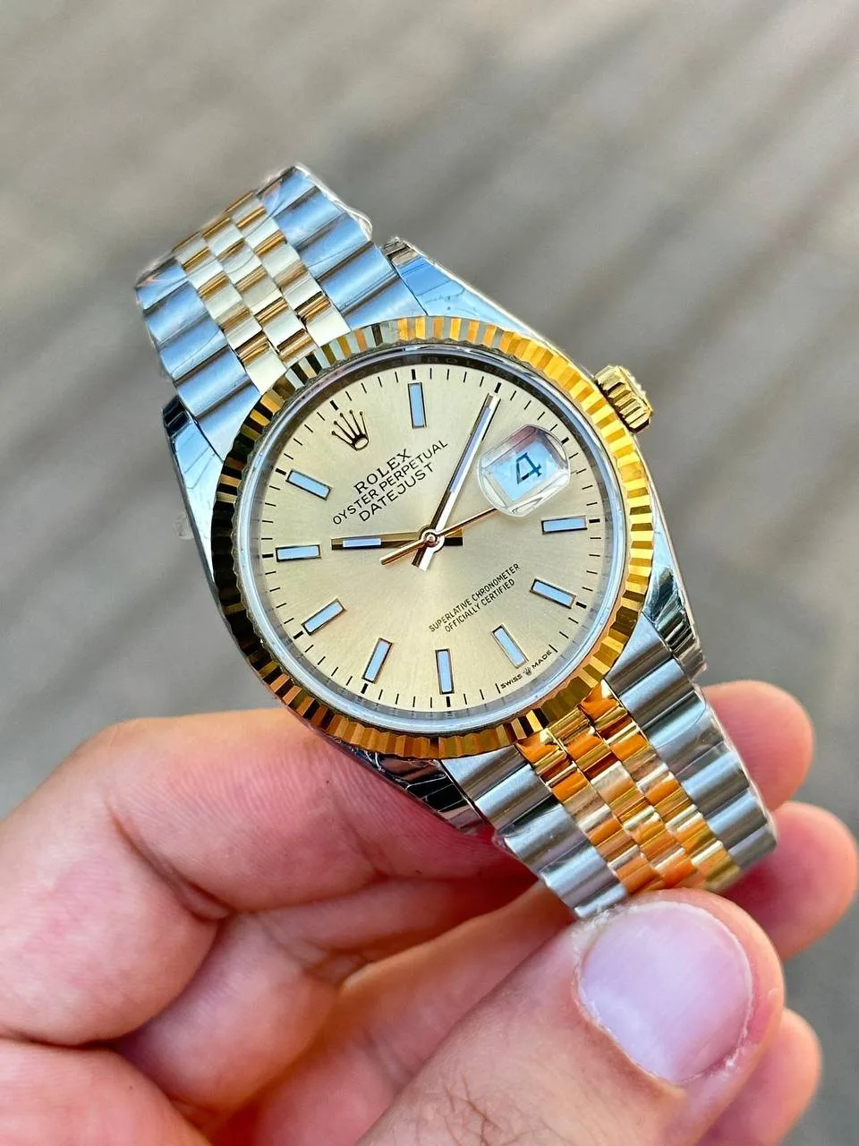 Reloj réplica Rolex Datejust Jubilee bicolor dorado – 36 mm