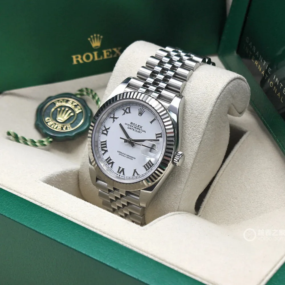 Reloj réplica Rolex Datejust Jubilee esfera blanca con números romanos – 36 mm