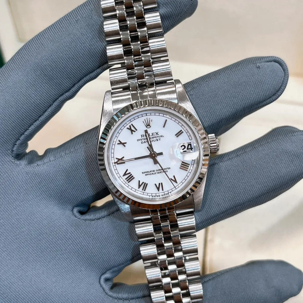 Reloj réplica Rolex Datejust Jubilee esfera blanca con números romanos – 36 mm