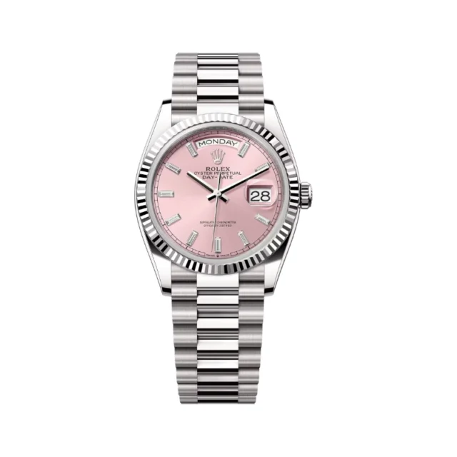 Reloj réplica Rolex Day-Date acabado oro blanco – 36 mm
