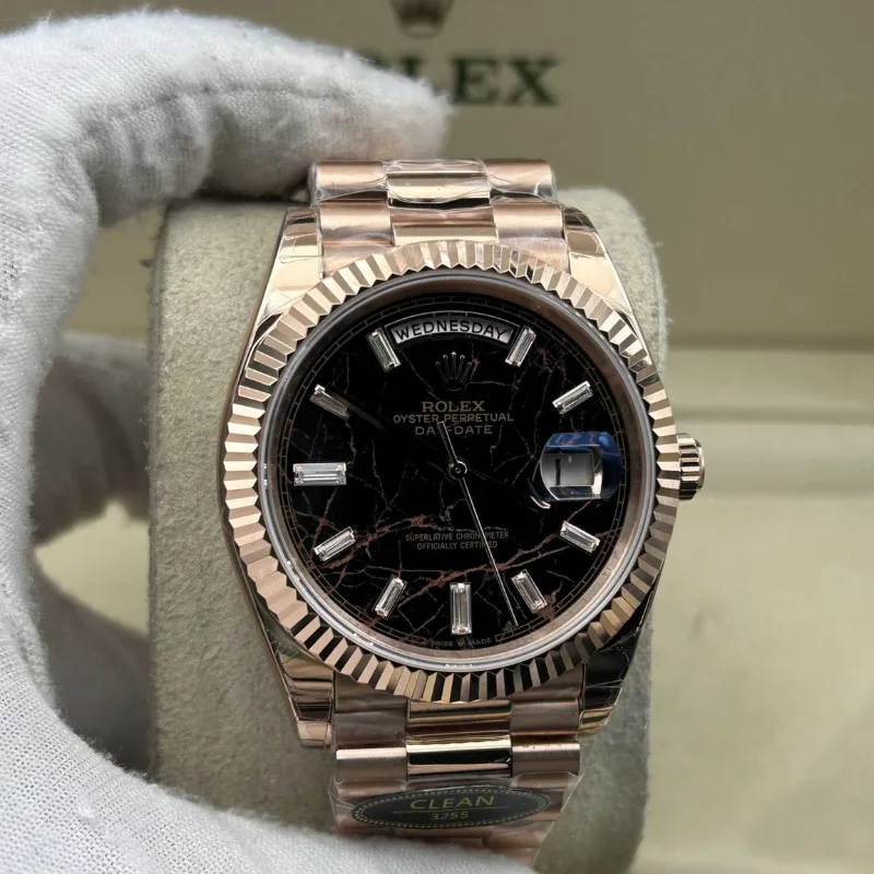 Reloj réplica Rolex Day-Date acabado oro rosa esfera Eisenkiesel – 40 mm · Ref. RSC-3482