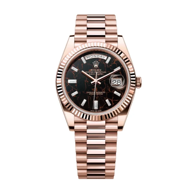 Reloj réplica Rolex Day-Date acabado oro rosa esfera Eisenkiesel – 40 mm · Ref. RSC-3482