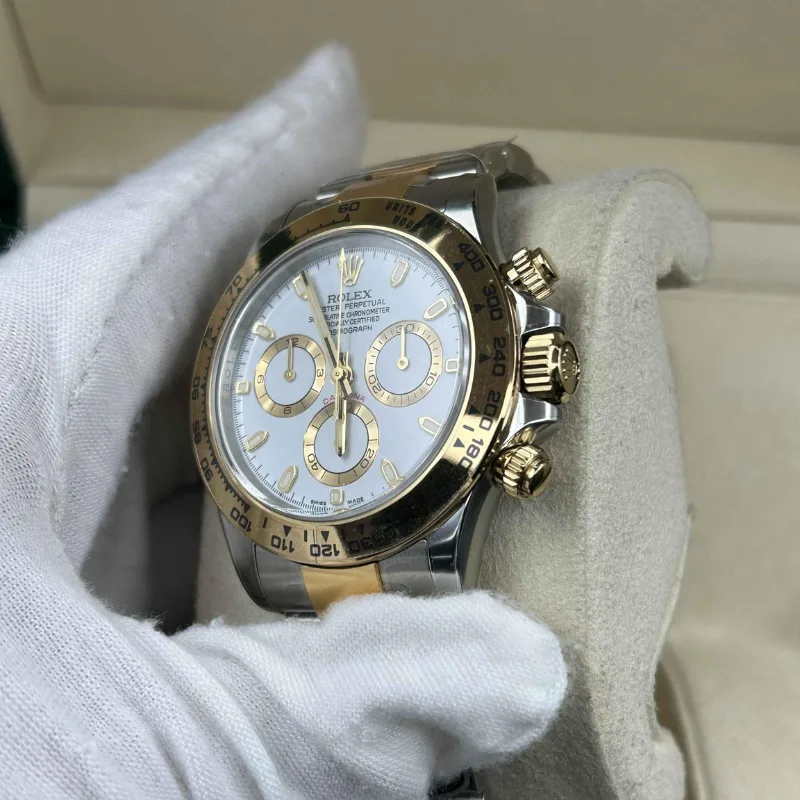 Reloj réplica Rolex Daytona Cosmograph bicolor esfera blanca – 40 mm