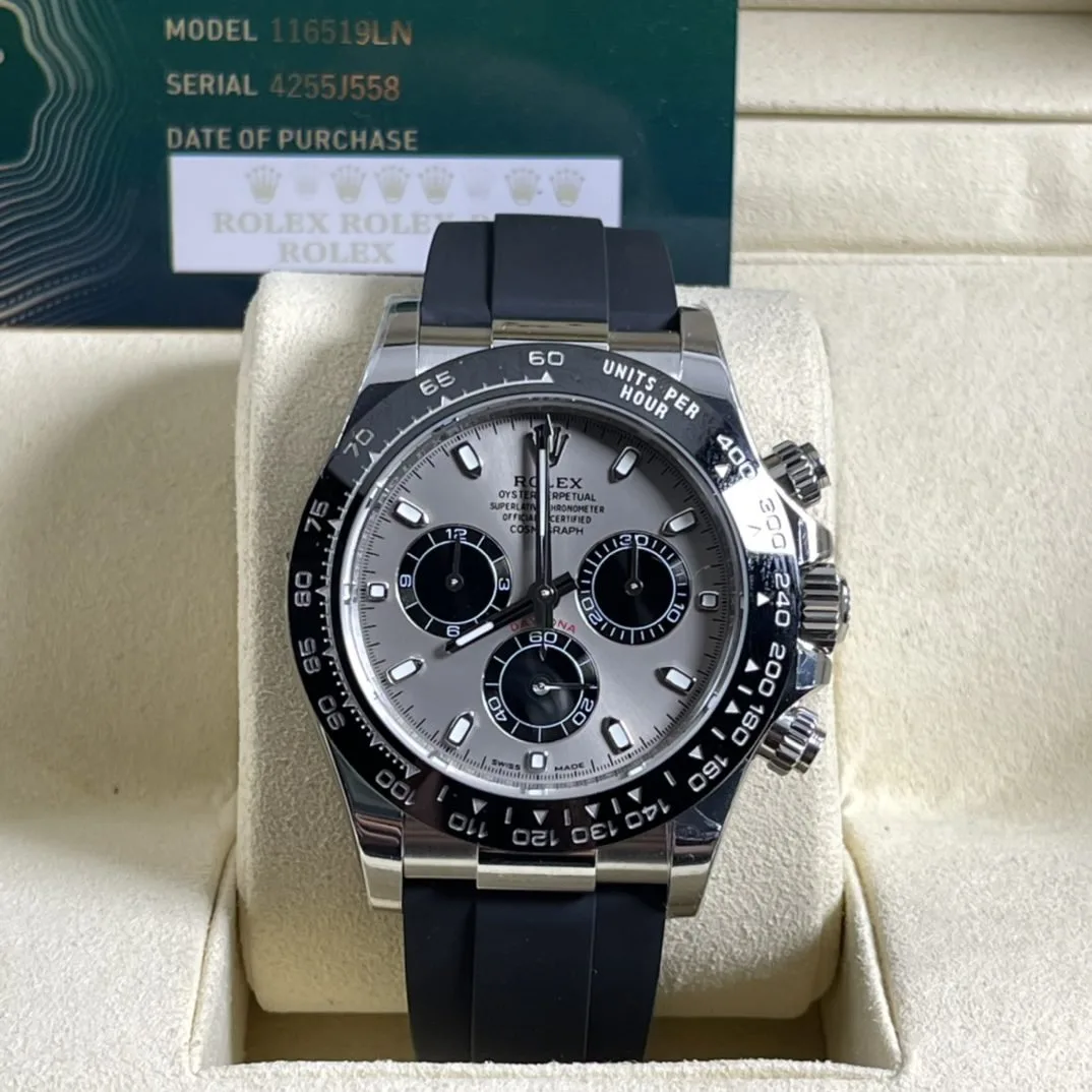 Reloj réplica Rolex Daytona Cosmograph Oysterflex acabado oro blanco – 40 mm