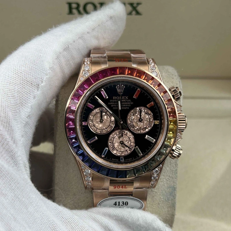 Reloj réplica Rolex Daytona Cosmograph Rainbow con pedrería – 40 mm · Ref. RSC-11231