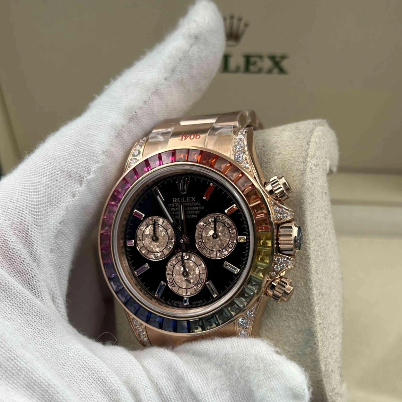 Reloj réplica Rolex Daytona Cosmograph Rainbow con pedrería – 40 mm · Ref. RSC-11231