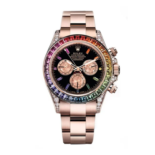 Reloj réplica Rolex Daytona Cosmograph Rainbow con pedrería – 40 mm · Ref. RSC-3186