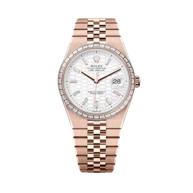 Reloj réplica Rolex Land-Dweller acabado oro rosa Diamantes – 40 mm