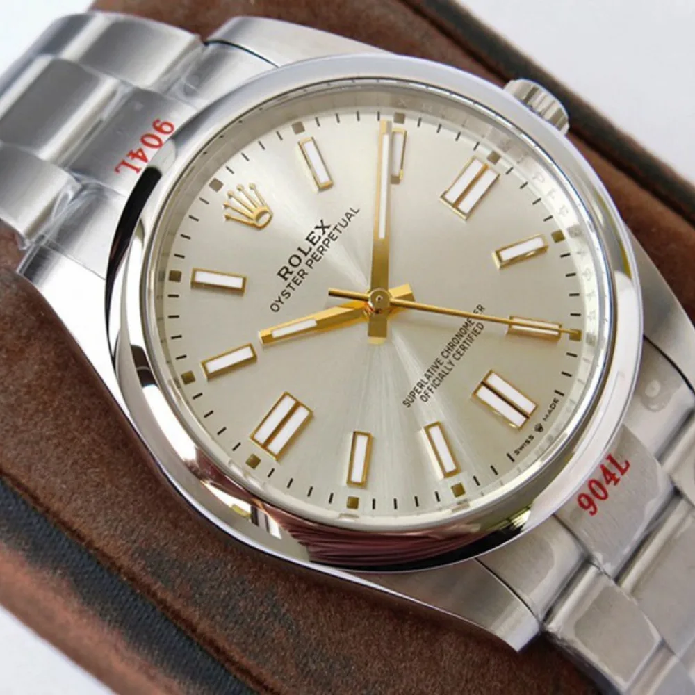 Reloj réplica Rolex Oyster Perpetual acabado oro blanco – 36 mm
