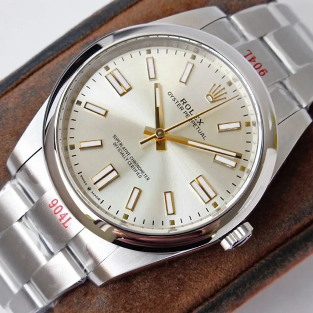 Reloj réplica Rolex Oyster Perpetual acabado oro blanco – 36 mm