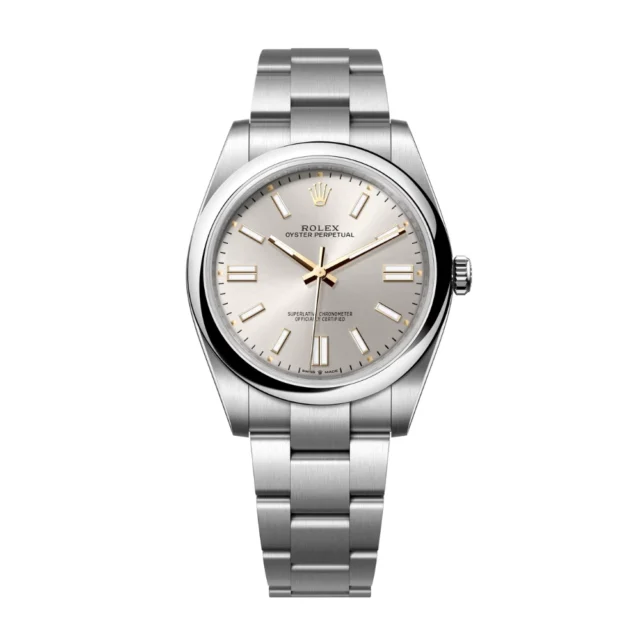 Reloj réplica Rolex Oyster Perpetual acabado oro blanco – 36 mm