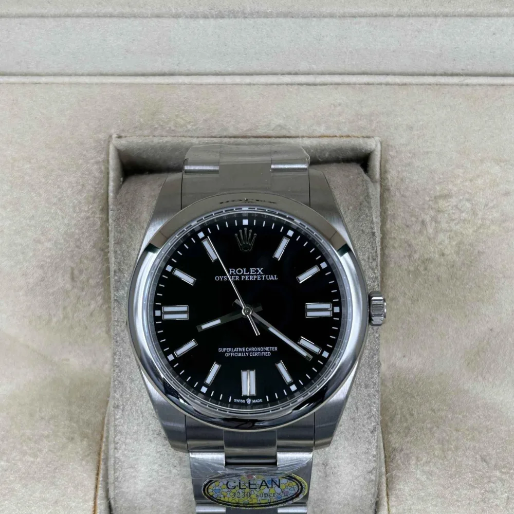 Reloj réplica Rolex Oyster Perpetual esfera negra – 41 mm · Ref. RSC-3398