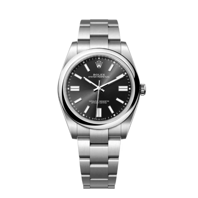 Reloj réplica Rolex Oyster Perpetual esfera negra – 41 mm · Ref. RSC-3398