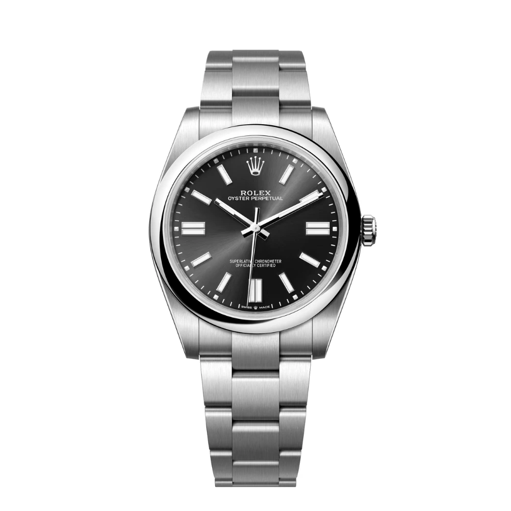 Reloj réplica Rolex Oyster Perpetual esfera negra – 41 mm · Ref. RSC-3398