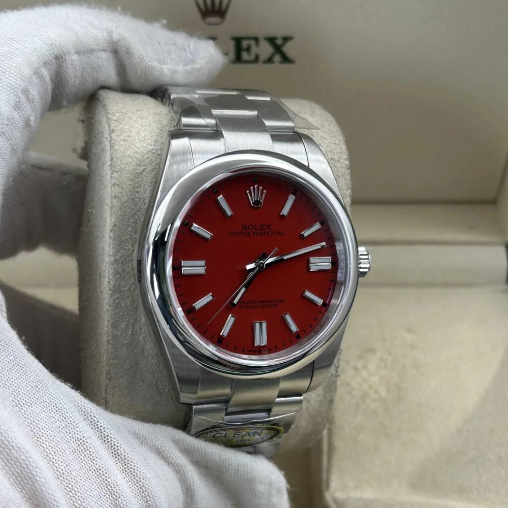 Reloj réplica Rolex Oyster Perpetual esfera roja – 41 mm