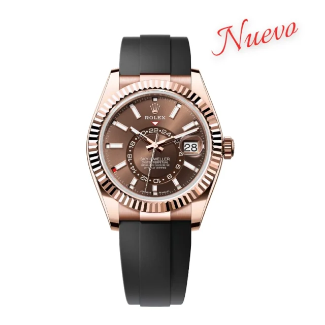 Reloj réplica Rolex Sky-dweller acabado oro rosa – 42 mm